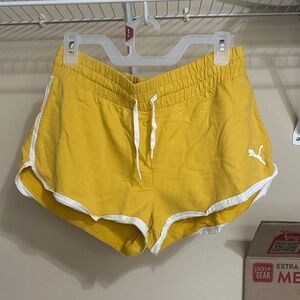 Puma Yellow Running Shorts with White Trim